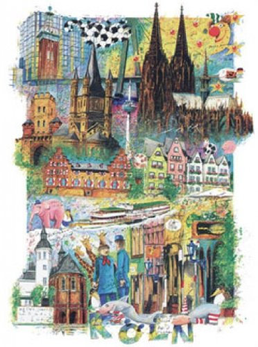 Kunstdruck, Poster Koeln von Klaus D. Schiemann, 60 x 80cm, Kunst, Kuenstler, Bild, Poster, Staedte, Plakatkunst, Modern, hochwertige Ware - Art Galerie Shop