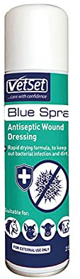 VetSet Blue Spray Veterinary Antiseptic Instant Wound Cleanser x Size: 250 Ml