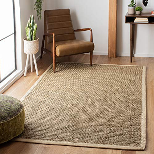 Safavieh Tapis en Fibres Naturelles Salon, Salle à Manger, Chambre à Coucher - Natural Fiber Collection, Tapis à Poil Court, Naturel et Brun, 79 x 152 cm
