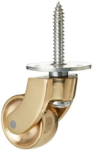 Merriway® BH01574 Brass Castor Caster Wheel, Screw In Type - Polished Solid Brass, 30mm Wheel