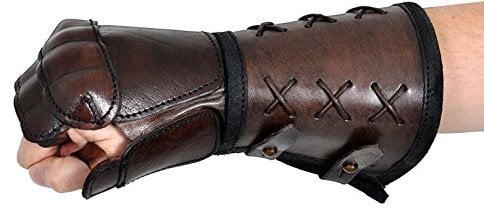 Epic Armoury 10140351 Leather gauntlet R hand-Brown, Unisex Adult