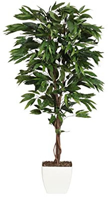 kunstpflanzen-discount.com Künstlicher Mangobaum Mango Kunstbaum mit Echtholzstamm/Naturstamm - 150cm hoch - Künstlicher Obstbaum ohne Früchte