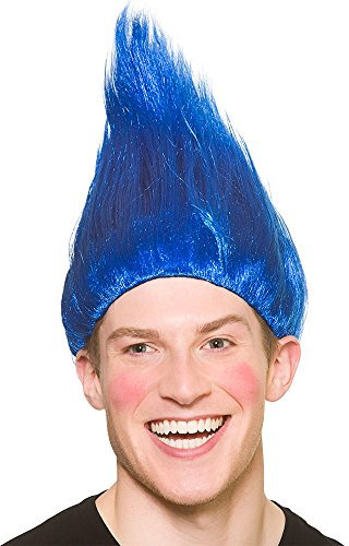 Troll Wig Blue for Fancy dress Accessory