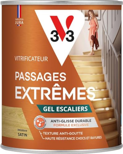 V33 Vitrificateur parquets passages extrêmes Gel escaliers, Incolore Satin, 0,75L