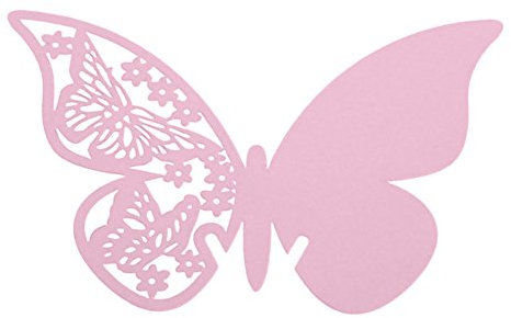 akoak mit Perlglanz Papier Schmetterling Tisch Nummer Ort Karte Name Card Weinglas Tasse Dekoration Wand Aufkleber Aufkleber für Hochzeit Party Favor Decor, 50 zählt rose