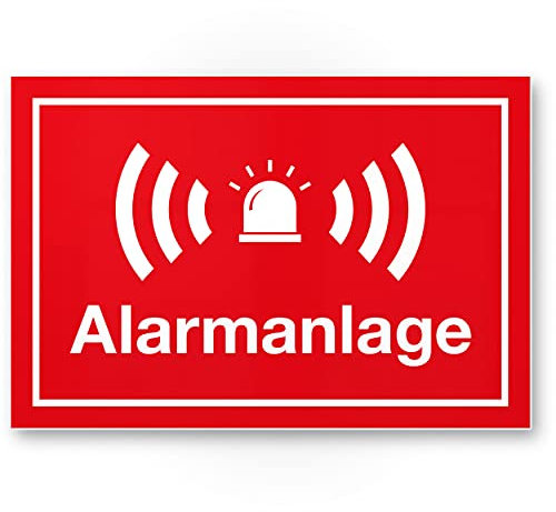 Komma Security Alarmanlage Schild 30 x 20 cm - Achtung Vorsicht Alarmgesichert - Hinweis Hinweisschild Alarm - Haus Gebäude Objekt