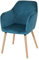 Mendler Esszimmerstuhl Malmö T381, Stuhl Küchenstuhl, Retro 50er Jahre Design - Samt, Petrol-blau, helle Beine