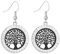Gold Plated Women’s Dangle Earring, Celtic Tree of Life Drop Earring for Girls Anti-allergy Earring Shining Rhinestone (Black Color)