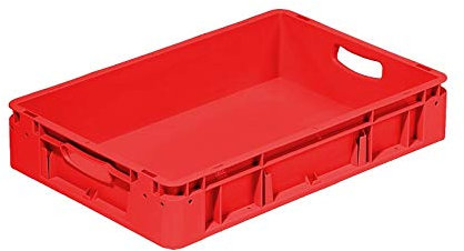 Eurobehälter 600x400x120 mm (LxBxH) | stapelbar | Wände und Boden geschlossen | Mit Handgriff | 20 Liter | aus PP-C | Premium-Qualität Made in Germany Farbe rot