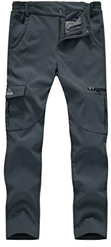 donhobo Damen Wanderhose wasserdichte Softshellhose Fleece Gefütterte Winddicht Warm Winter Sport Freizeit Camping Skihose Gray XL
