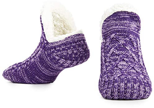 CityComfort Slipper Socks for Women Teenagers, Cosy Warm Fleece Lined Bed Socks - Gifts for Her (Purple)
