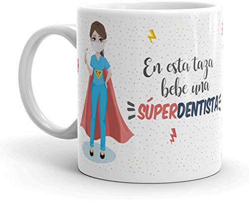 Kembilove Taza de Café Dentista – En esta taza bebe un Súper Dentista – Taza de Desayuno para la Oficina – Taza de Café para Profesionales de Superhéroes – Regalos Personalizados