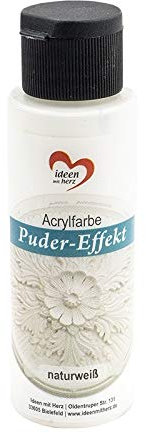 Ideen mit Herz - Peinture acrylique à effet poudré - 70 ml - Aspect vieilli - Haute couverture, hautement pigmentée, à base d'eau (blanc naturel)