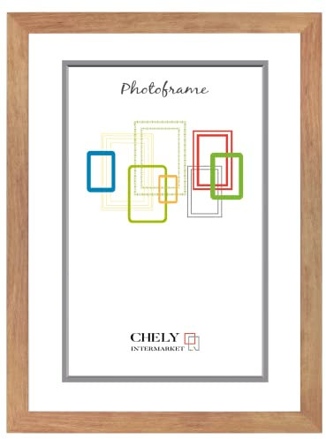CHELY INTERMARKET Marco De Fotos Modelo Mod274 Tamaño 30x40 Cm Color Madera Mate 2103 Moldura Con Relieve Cristal Protector Estilo Natural Decorativo Ideal Para Fotografías Cuadros