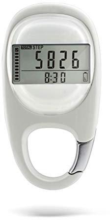 BSTCAR Contapassi 3D con clip, funzione di misurazione passi, distanza, calorie, contapassi digitale 3D, contapassi portatile con moschettone