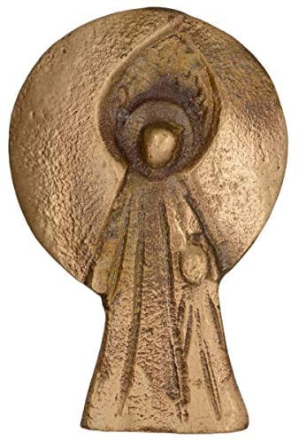 Junker Verlag Bronze Handschmeichler Engel - mit 2 verschiedenen Seiten - Vorderseite mit Kind, Rückseite betend, 5,5cm