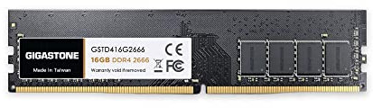 【DDR4 RAM】 GIGASTONE 16GB DDR4 2666MHz (2400MHz or 2133MHz) PC4-21300(PC4-19200/17000) CL19 1.2V UDIMM 288Pin Nicht-ECC ungepuffert PC Desktop Hochleistung Arbeitsspeicher Upgrade
