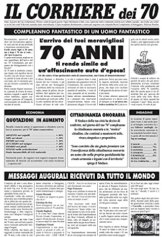 Bombo Biglietto Auguri Giornale Compleanno 70 Anni Amico | Dimensioni 32x49 cm, con carta specchio