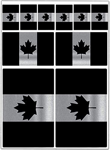 Biomar Labs® 10 x Vinyl Aufkleber Autoaufkleber Stickers Kanada Kanadische Ahornblatt Canada Silber Fahne Flagge Flag Auto Moto Motorrad Fahrrad Scooter Fenster D 66
