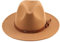 Klassischer Retro-Fedora-Hut für Damen und Herren, breite Krempe, Wolle, mit Nieten, Gürtelschnalle, Schlapphut, Panamahut, Khaki, persimmon