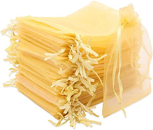 Carehabi - Organzasäckchen, Organzabeutel, Geschenkbeutel Organza, Schmuckbeutel, Hochzeit-Säckchen, Lavendelsäckchen-Säckchen (10 x 15cm, Golden)