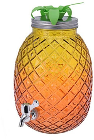 Dispenser per bevande e bevande, ananas con rubinetto da 4,7 l, erogatore di bevande per cocktail, boxe, erogatore di acqua per feste, barbecue, estate, casa, colore: giallo e arancione