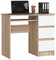 AKORD Schreibtisch A6 90 cm | 3 Schubladen Rechts | Schreibtisch | Bürotisch | Computertisch | Arbeitstisch | Laptoptisch | Bürmöbel | B90 x H77 x T50 cm | Gewicht 29,95 kg | Sonoma Eiche/Weiß