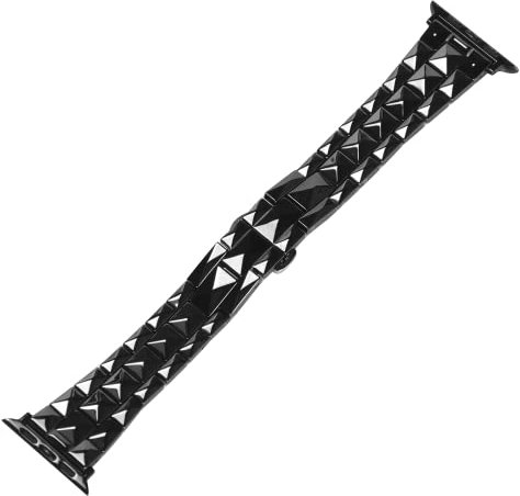 MaKTech Ceramic Band for Apple Watch,Rhombus Link Bracelet Strap with Butterfly Clasp,Compatible with iWatch Series 10/9/Ultra 2/SE/8/7[2024] (46mm/45mm/44mm/49mm,Black)