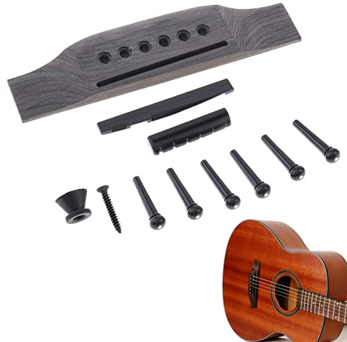 MuzcYM Acoustic Guitar Wood Bridge Pins with Guitar Bridge Saddle Nut Set for Acoustic Guitar Replacement