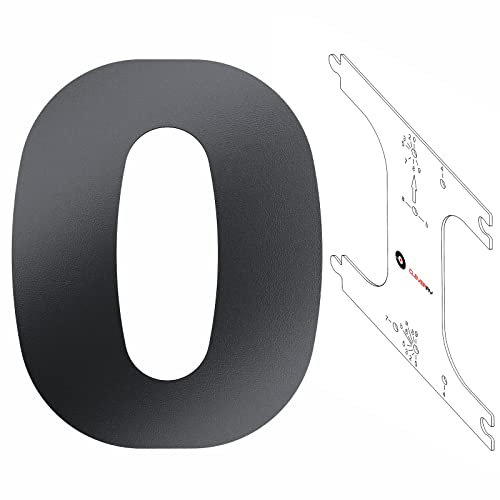 Cleverry Hausnummer, 20cm hohe anthrazit RAL 7016 pulverbeschichtete Zahlen aus Metall, Hausnummerntafel inkl. PVC-Schablone - massive Stahlplatte - einfaches montieren der Metallzahlen - Ziffer 0