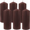 HS Candle Wachskerzen (6er Pack) Braun Stumpenkerzen Ø6cm x 13,5cm - Kerze in vielen Farben, Lange Brenndauer - Hergestellt in EU - Kerzen Blockkerzen