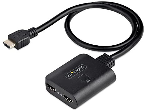 StarTech.com 2-Port HDMI Splitter, 4K 60Hz HDMI 2.0 Video, 4K HDMI Splitter 1 In 2 Out, 1x2 HDMI Display/Output Splitter