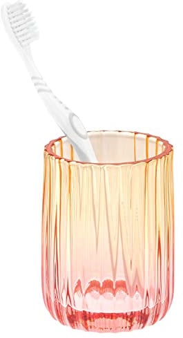 bremermann Zahnputzbecher aus Glas, Zahnbürstenhalter, Zahnputzglas (rot/orange)