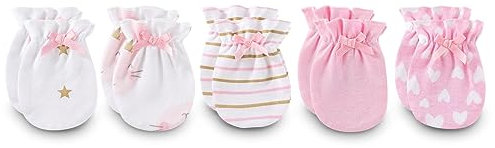 Ecojoy Neugeborenes Baby elastische Scratch Mitten 5 Pcs Tiny Baby Junge und Mädchen Handschuhe Scratch Mits 0-6 Monate, Kaninchen
