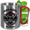 True Statements Edelstahl-Becher 330ml mit Karabiner personalisiert „Heavy Mädel“ – Becher mit Namen Outdoor Geschenke für Heavy Metal Fans Festival Camping Motorradfahrer Biker - Griff Rot