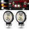 KaiDengZhe Lampe de Travail LED Hors Route 72W avec DRL Antibrouillard D'alarme Stroboscopique Ambre 4,5 Off Road Spot Flood Combo Lumière Conduite Phare 12-36V LED pour Moto Bateau Camion-2PCS