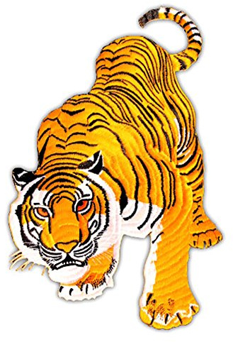 Tiger Gelb Groß Aufnäher zum aufbügeln oder aufnähen Bügelbild Aufbügler für Kleidung gestickter Bügelflicken Applikation Patch Größe 9,7 x 15,2 cm