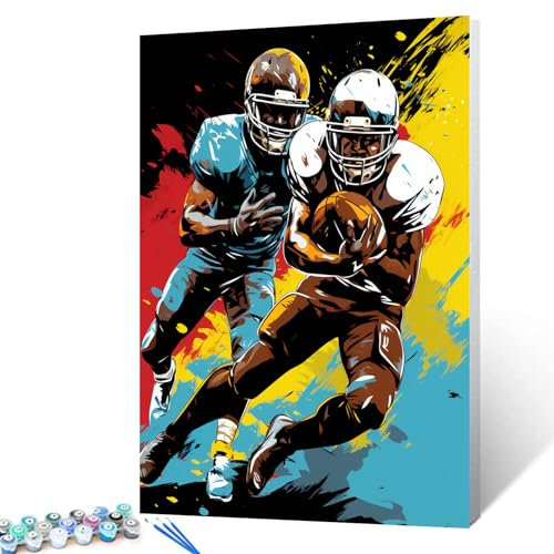 Malen nach Zahlen für Erwachsene und Kinder auf Leinwand, Graffitic-Sportmann, Wandkunst für Schlafzimmer, DIY, Sport, Kunst, Ölgemälde, Acrylfarben, moderne Heimdekoration, 40,6 x 50,8 cm, Geschenk