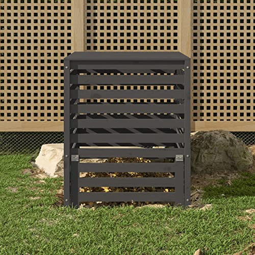 ARKEM Compostiera Grigia 82,5x82,5x99,5 cm in Legno Massello di Pino,Compostiera da Giardino, Compostiera Domestica