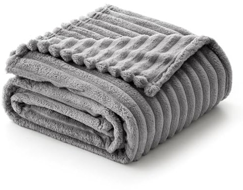 EMEMA Kuscheldecke Flauschig Decke Fleecedecke Wohndecken Couchdecke Flauschig Überwurf Mikrofaser Tagesdecke Sofadecke Blanket Für Bett Sofa Schlafzimmer Büro 150x200 cm Grau
