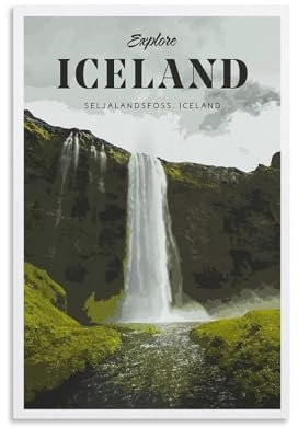 Jdheeh Vintage-Poster auf Leinwand, Motiv: Island, Wanddekoration, 20 x 30 cm