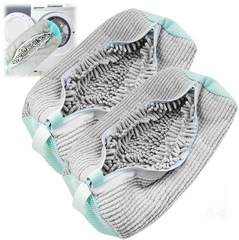 Sacchetti per Scarpe Lavanderia Sacchetto Scarpe Borse, per Lavatrice, Organizzatore e Viaggio, Riutilizzabile e Resistente Borsa per Bucato per Scarpe, Pulizia Efficiente, Gray 2PCS