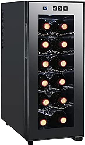 Armoires à vin électroniques à 12 thermostats, Petites Caves à vin domestiques, réfrigérateurs à vin sur Pied, contrôle numérique à écran Tactile, température réglable, Portes en Verre Doubl