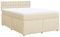 vidaXL Boxspringbett, Doppelbett mit LED Matratze Matratzenauflage, Bettgestell mit Lattenrost Kopfteil, Polsterbett Bett für Schlafzimmer, Creme 140x200cm Stoff