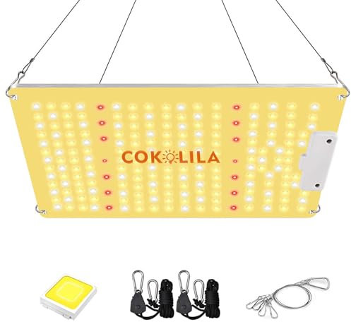 COKOLILA Vollspektrum LED Grow Lampe, LZB1100 dimmbar wasserdicht mit 222 SMD LEDs und IR-Licht für 60x60cm Indoor Grow Zelt, Ideal für Samen Knospen Gemüse und Blumen.