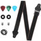 SynHHergyx Gitarrengurt, Schwarz Verstellbarer Gitarrengurt E-Gitarre Gitarrengurt Akustikgitarre mit Leder Ende 2 Plektrumhaltern für Gitarre Bass