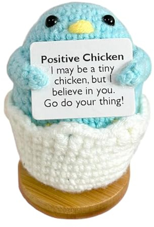 Positives Häkeln Hähnchen - Emotionales Stützhähnchen | Positives Küken | Gestricktes Emotives Unterstützendes Huhn | Emotionale handgemachte gestrickte Hühnerpuppe für Compl