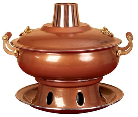 Vecchia pentola calda, pentola calda cinese di ram Scaldavivande, Pentola Calda Tradizionale Cinese Pentola Calda in Rame Antico Pentola Mongola for Bovini da Cucina, Catering, Feste, Hotel, Pranzo