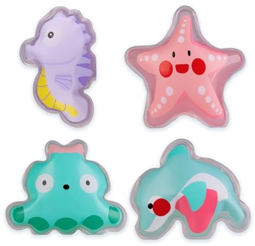 itsisa 4er Set Mini Duschgel Meerestiere - Seepferdchen, Tintenfisch, Seestern, Delfin - Duschbad, Ostergeschenk, Wichtelgeschenk, Mitbringsel, Kindergeburtstag