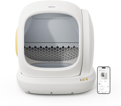 LANDCROOSSERS Litiere Chat Autonettoyante UBPet C20,Grande Ouverture/Ultra Sûr/Anti-Fuites/Anti-Odeur/Contrôle de l'APP, Bac a Litiere pour Chat Electrique Automatique 75L,Idéal pour Plusieurs Chats